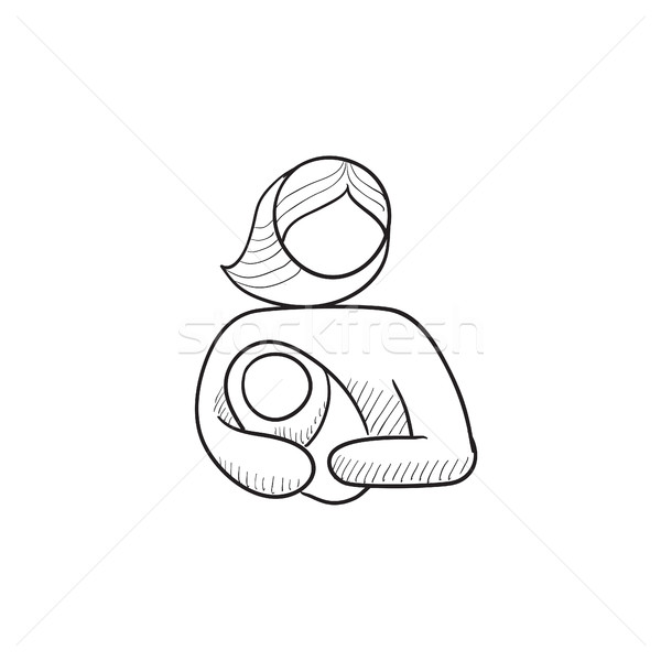 Woman holding baby sketch icon. Stock photo © RAStudio