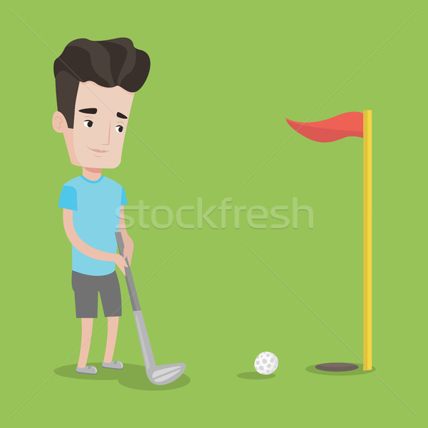 Jucător de golf bilă tineri profesional teren de golf tânăr Imagine de stoc © RAStudio