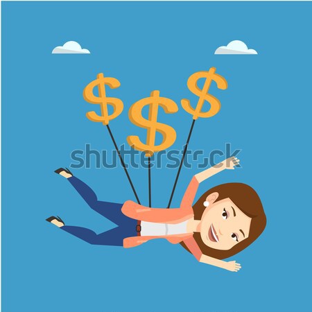 Businessman flying with dollar signs. Stock photo © RAStudio