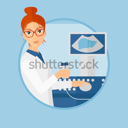 女 超聲 醫生 坐在 掃描器 手 商業照片 © RAStudio