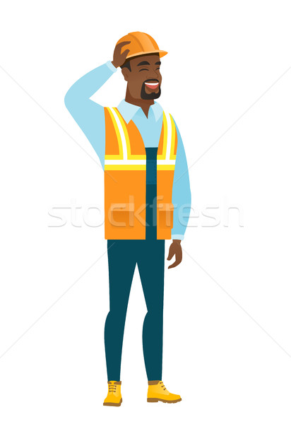 Young african-american builder scratching his head Stock photo © RAStudio