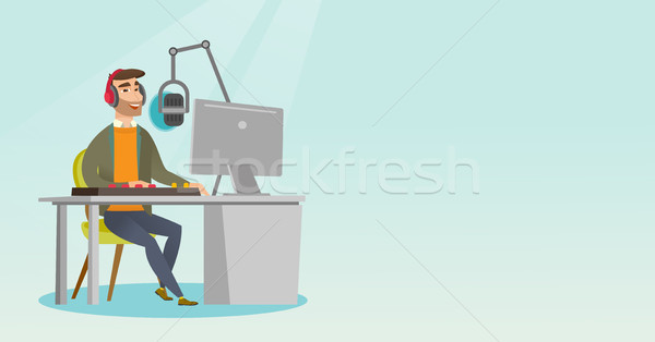 Dj working on the radio vector illustration Stock photo © RAStudio