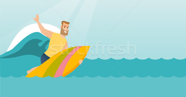 Young caucasian surfer in action on a surfboard. Stock photo © RAStudio