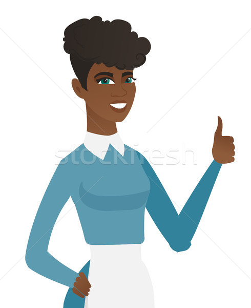 Stock photo: Young african-american cleaner giving thumb up.