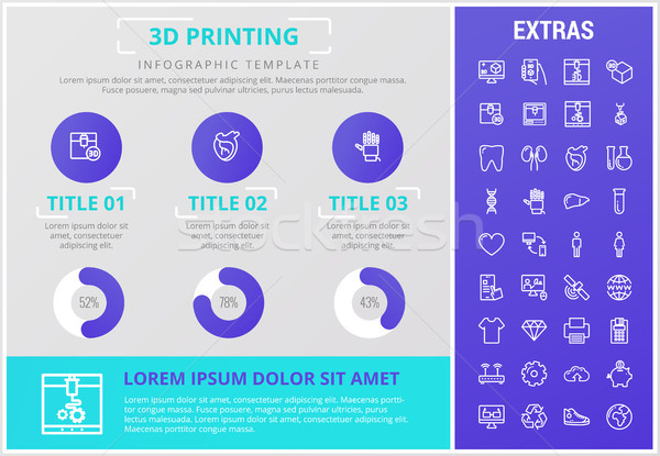 3D nyomtatás infografika sablon elemek ikonok Stock fotó © RAStudio