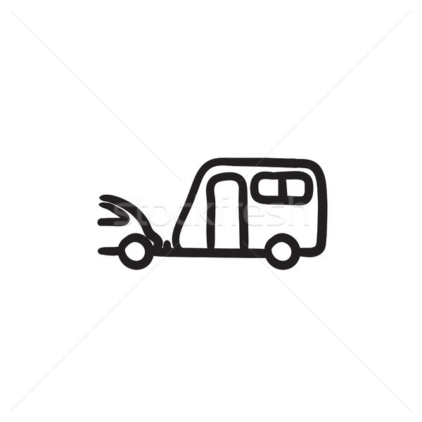 Araba karavan kroki ikon vektör yalıtılmış Stok fotoğraf © RAStudio