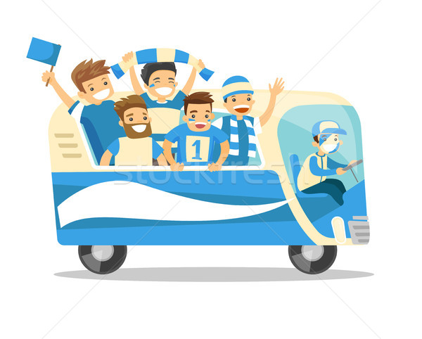 Bus full of caucasian football players or fans. Stock photo © RAStudio