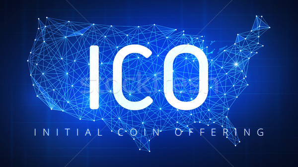 ICO initial coin offering banner with USA map. Stock photo © RAStudio