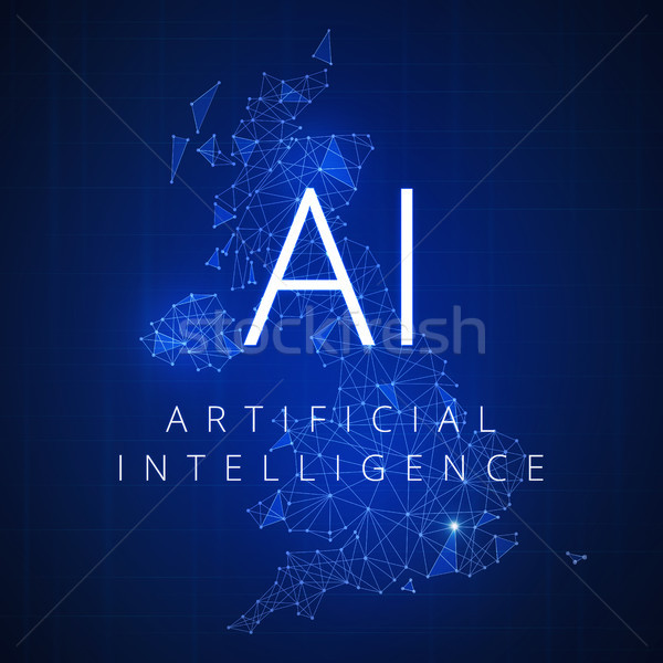 Tecnologia inteligência artificial rede futurista polígono Reino Unido Foto stock © RAStudio