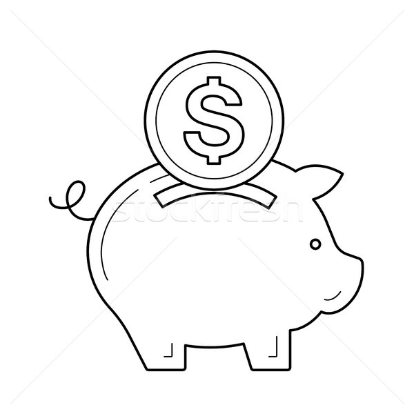 Foto stock: Alcancía · dinero · guardar · vector · línea · icono