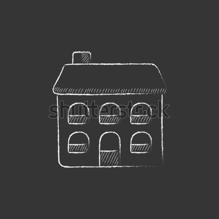 Two storey detached house icon drawn in chalk. Stock photo © RAStudio