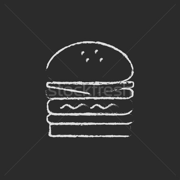 Double burger icon drawn in chalk. Stock photo © RAStudio