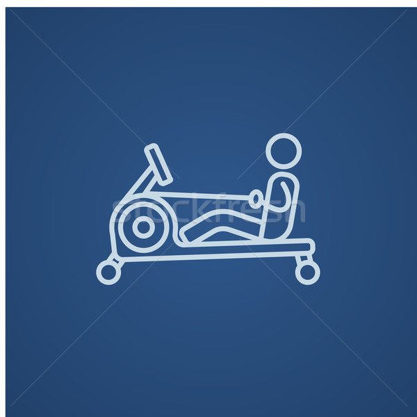 Man exercising with gym apparatus line icon. Stock photo © RAStudio