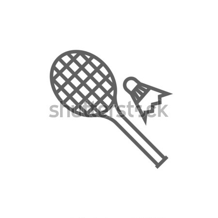 Shuttlecock and badminton racket line icon. Stock photo © RAStudio