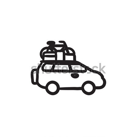 Car with bicycle mounted to the roof line icon. Stock photo © RAStudio