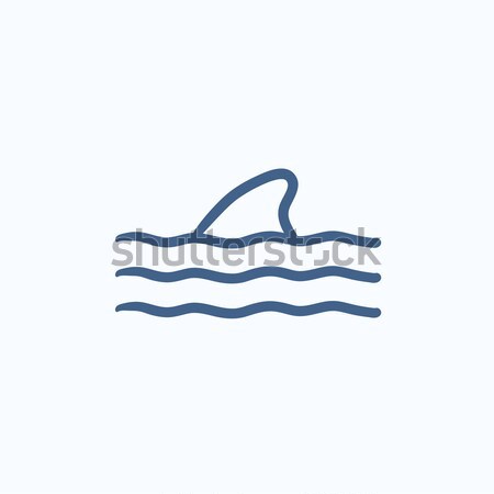 Cápa uszony fölött víz vonal ikon Stock fotó © RAStudio
