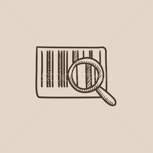 Magnifying glass and barcode sketch icon. Stock photo © RAStudio