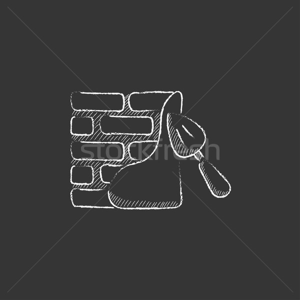Spachtel gezeichnet Kreide Symbol Hand gezeichnet Vektor Stock foto © RAStudio