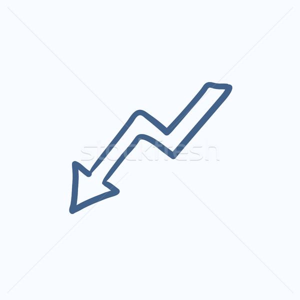 Stock photo: Arrow downward sketch icon.