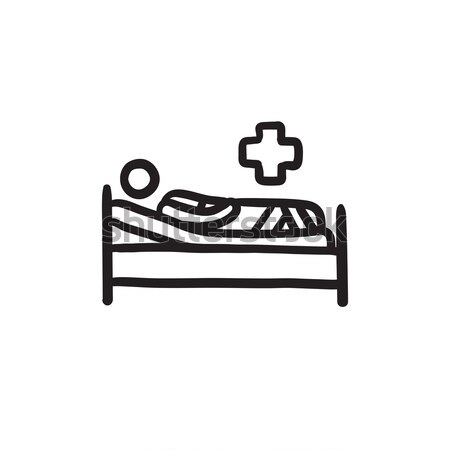 Patient lying on bed sketch icon. Stock photo © RAStudio