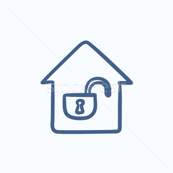 House with open lock sketch icon. Stock photo © RAStudio