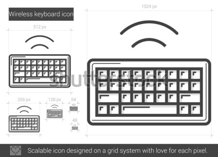 Stock fotó: Drótnélküli · billentyűzet · rajz · ikon · vektor · izolált