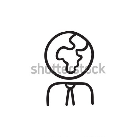Human with globe head sketch icon. Stock photo © RAStudio