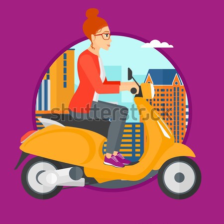 Woman riding scooter vector illustration. Stock photo © RAStudio