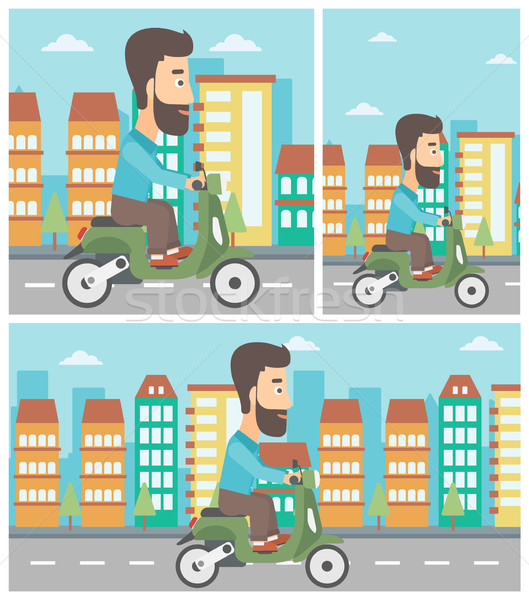 Man riding scooter vector illustration. Stock photo © RAStudio