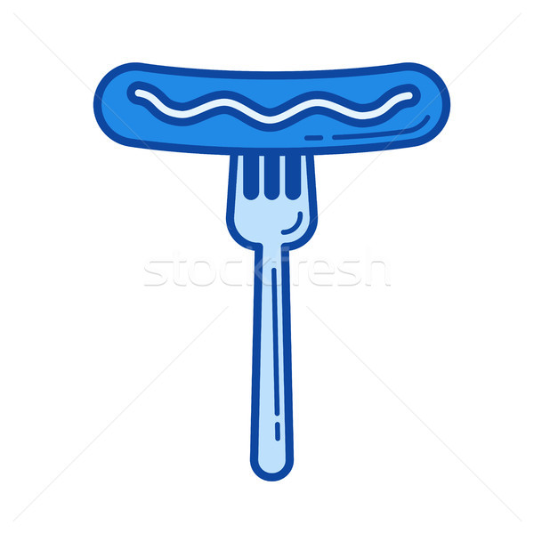 Grilled sausage on fork line icon. Stock photo © RAStudio