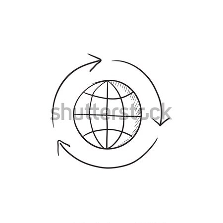 Globe with arrows icon drawn in chalk. Stock photo © RAStudio