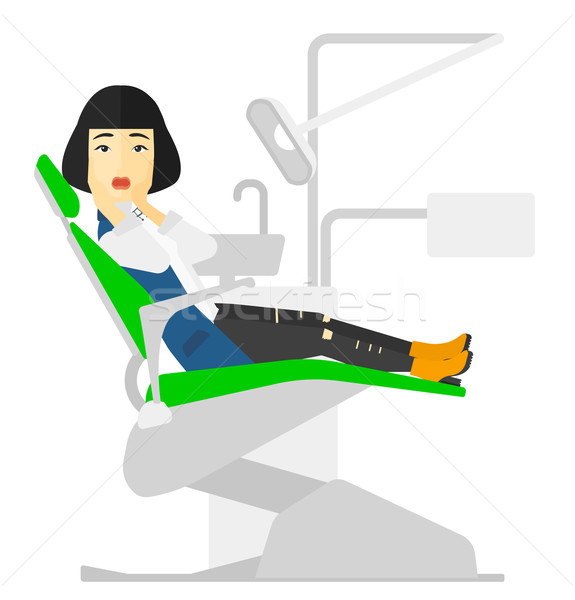 Frightened patient in dental chair. Stock photo © RAStudio