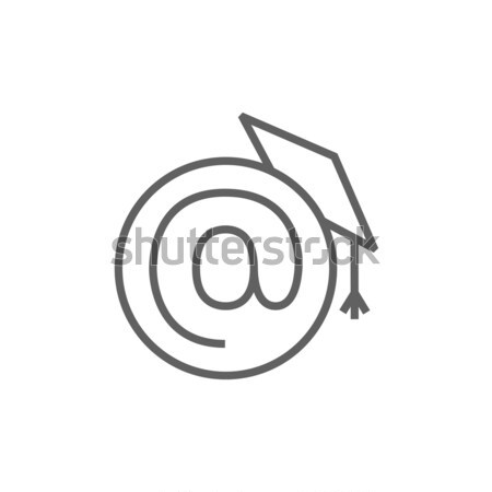 Graduation cap with at sign line icon. Stock photo © RAStudio
