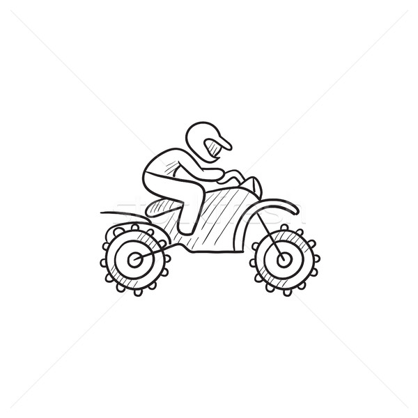 Man paardrijden motorcross fiets schets icon Stockfoto © RAStudio