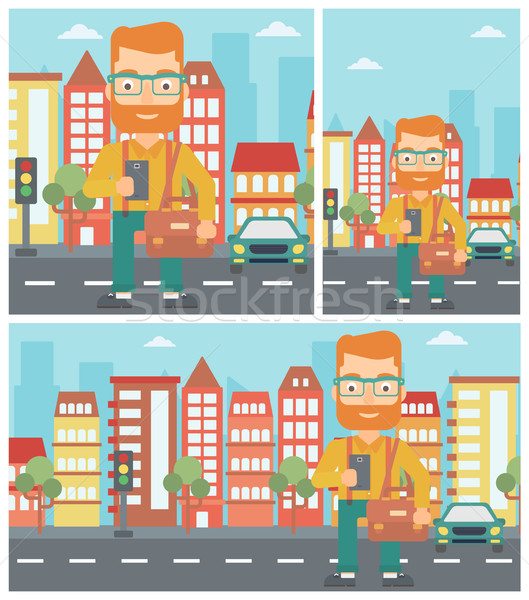 Man using smartphone vector illustration. Stock photo © RAStudio