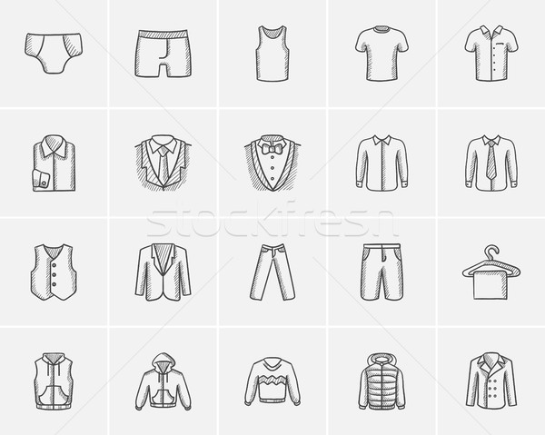 Clothes for men sketch icon set. Stock photo © RAStudio