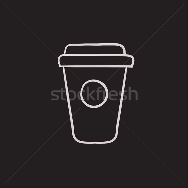 [[stock_photo]]: Jetable · tasse · croquis · icône · vecteur · isolé