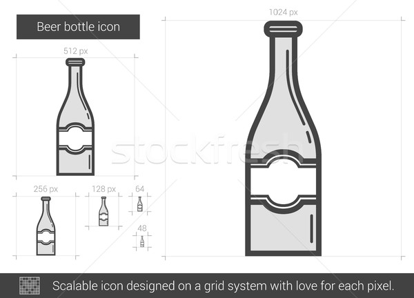 ストックフォト: ビール瓶 · 行 · アイコン · ベクトル · 孤立した · 白