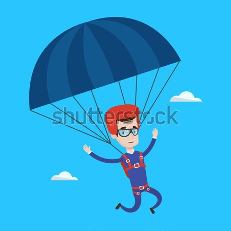 Jóvenes feliz hombre vuelo paracaídas caucásico Foto stock © RAStudio