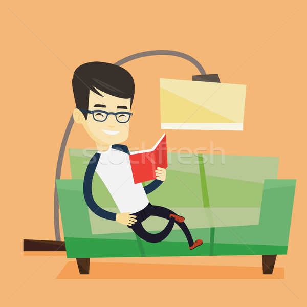 Man reading book on sofa vector illustration. Stock photo © RAStudio