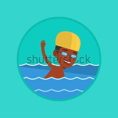 Stock photo: Woman swimming vector illustration.