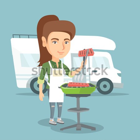 Homme barbecue van jeunes asian [[stock_photo]] © RAStudio