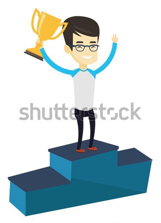Sportsman celebrating on the winners podium. Stock photo © RAStudio