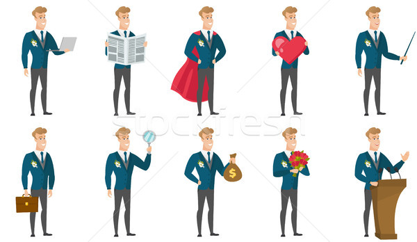 Vector set of illustrations with groom character. Stock photo © RAStudio