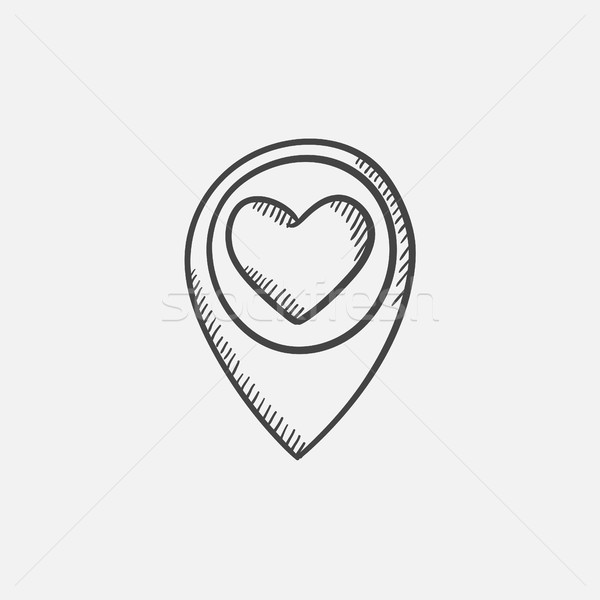 Map pointer with heart sketch icon. Stock photo © RAStudio