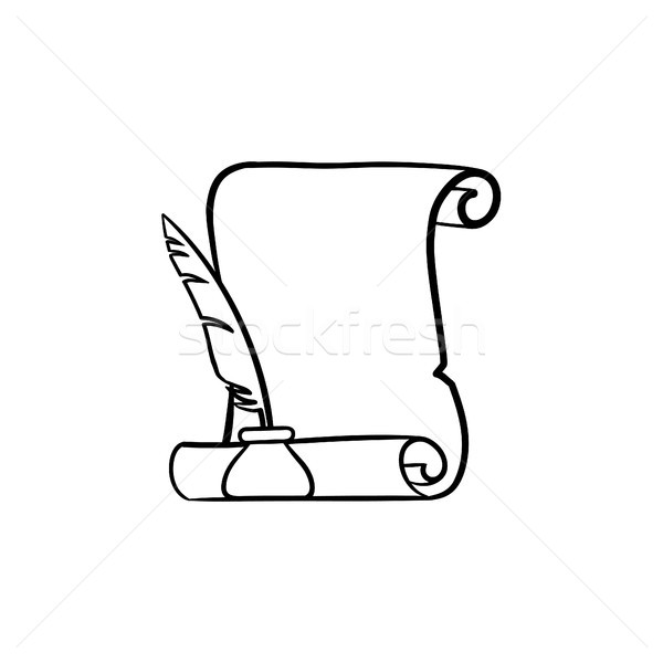 Manuscrito papel pluma pluma dibujado a mano icono Foto stock © RAStudio