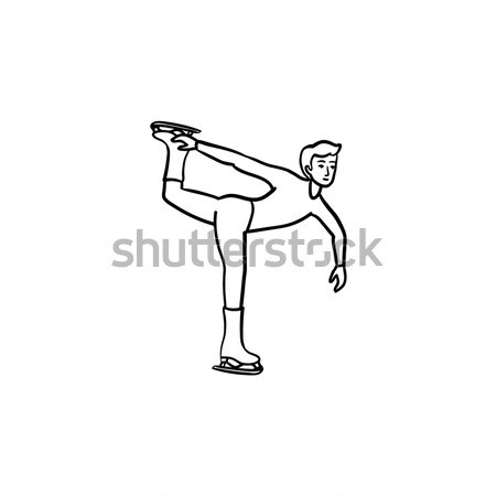 Figure skater hand drawn outline doodle icon. Stock photo © RAStudio