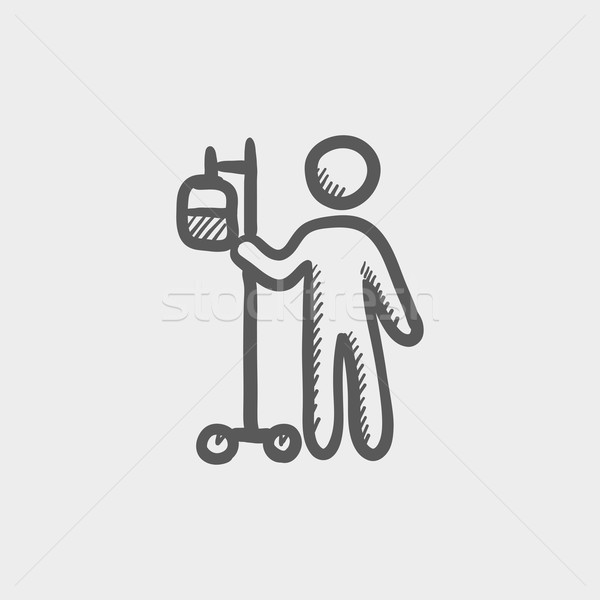 Patient standing with entravenous saline solution sketch icon Stock photo © RAStudio
