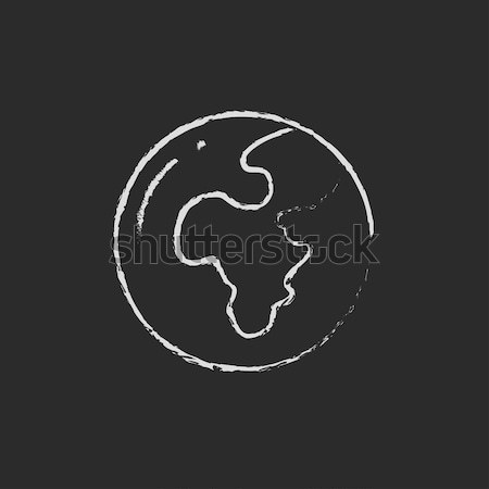 World globe on stand icon drawn in chalk. Stock photo © RAStudio