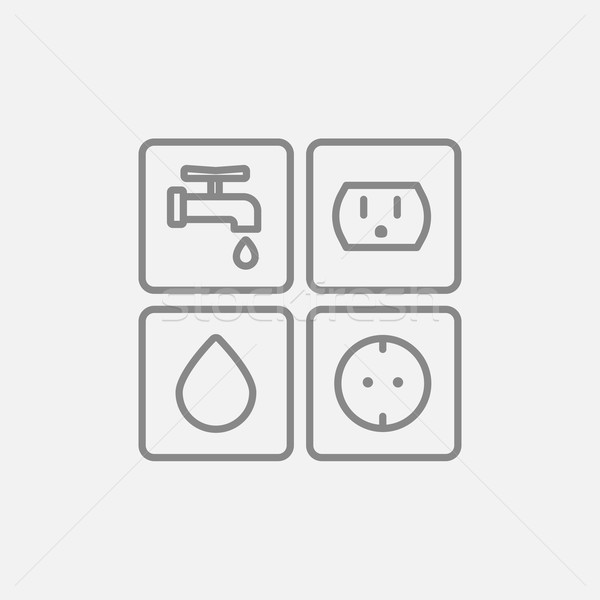 Utilities signs electricity and water line icon. Stock photo © RAStudio